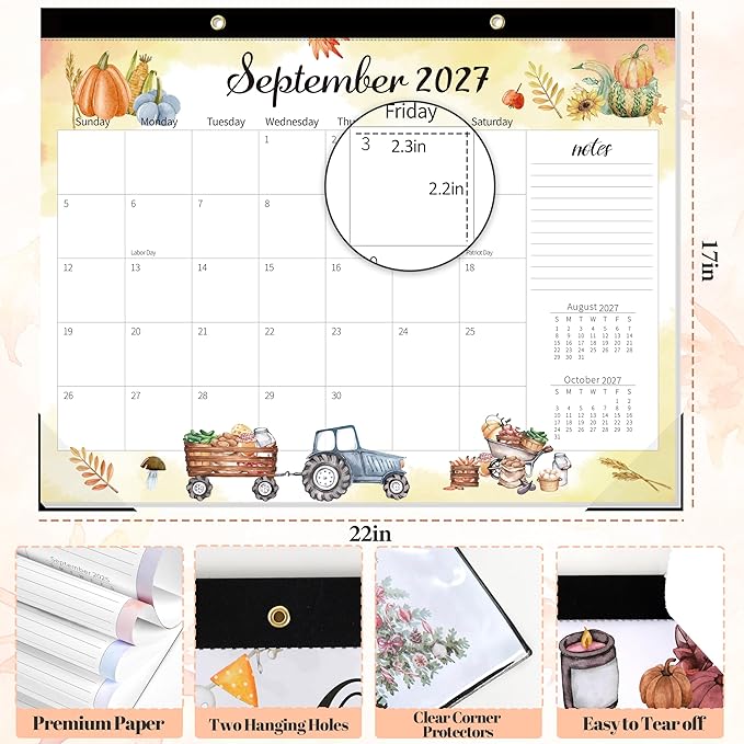 GuassLee Monthly Large Desk Calendar 2026-2027 - 19 Months 22" x 17" Calendar from Jun. 2026 to Dec. 2027, Large Monthly Planner with Holiday Watercolor Design for Office School Home Organizing