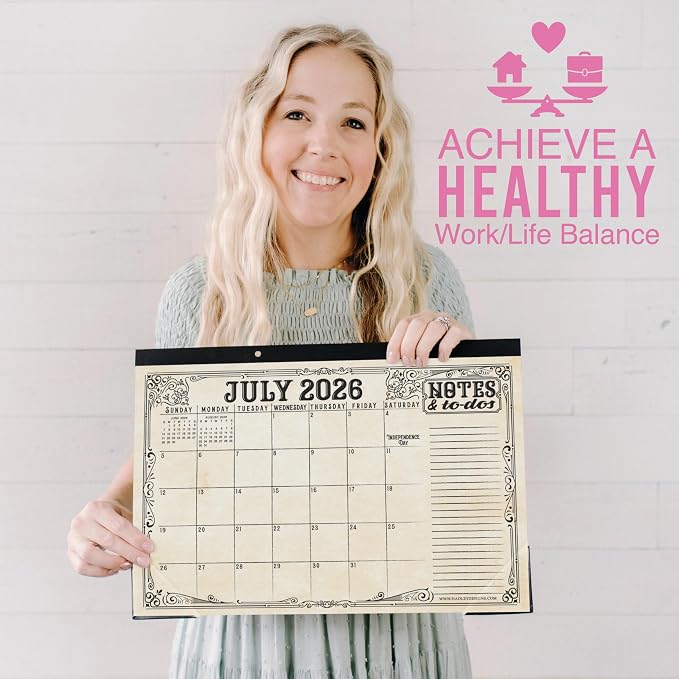 Hadley Designs Large Teacher Desk Calendar 2026-2027 - Desktop Calendar 2026, 18-Month Academic Desk Calendars for School, Home & Office, Cute Classroom Must Haves, Back to School Teacher Gifts