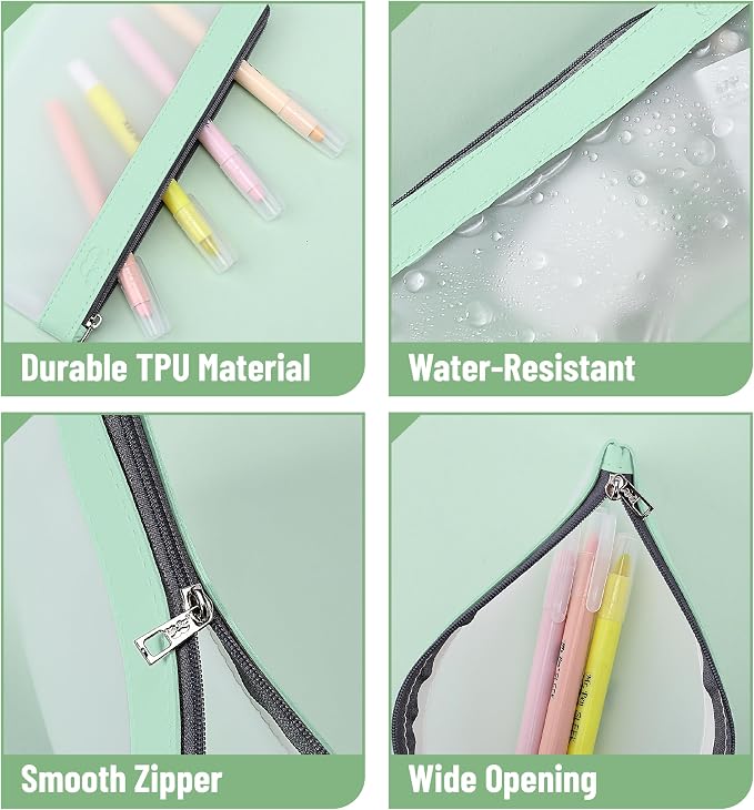 Mr. Pen- Clear Pencil Pouch, 8.50"x4.25", 6 Pack, Durable TPU Material | Medium Water-Resistant Pencil Bags with Smooth Zipper, Multipurpose Clear Pouch for Stationery, School, Office