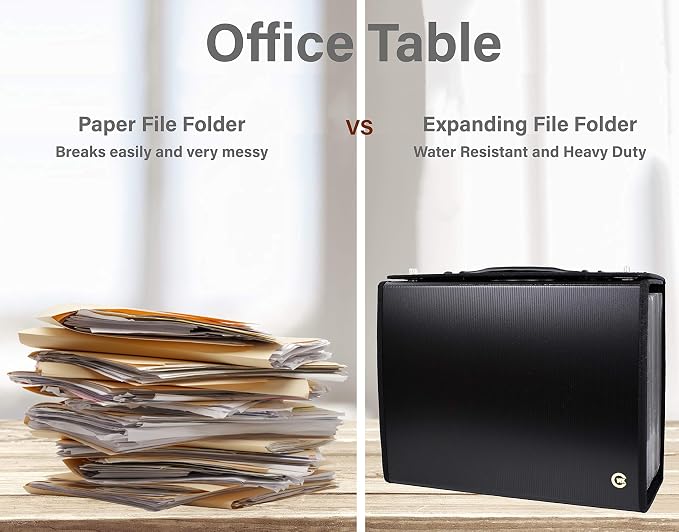 CNK Accordion File Folders with 24 Pockets Organizer for Document Paper Storage Folder Documents Expanding Binder Folio Pocket Receipt Filing Expandable Files Dividers Labels Letter Durable Handle