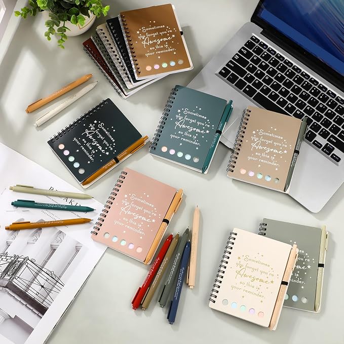 Chuangdi 20 Sets Back to School Teacher Gifts Appreciation Journal Inspirational Notebook with Sticky Notepad Ballpoint Pen Bulk Thank You Gifts for Student Staff Team Coworker Nurse(Morandi)