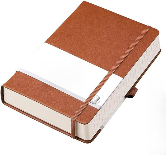 AHGXG Lined Journal Notebook, 320 Numbered Pages, A5 (5.75'' X 8.38'') | Thick Lined Notebook for Note Taking, 100GSM Paper, Leather Hardcover, for Women Men (Brown)