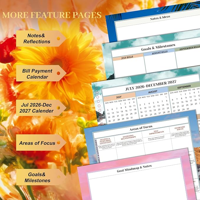 CAGIE Planner 2026-2027 18 Month July 2026-Dec 2027 Hourly Daily Calendar Weekly Monthly Planners Hardcover Large Yearly Agenda with Stickers Tabs for Women Work Mom, 8.5 x 11