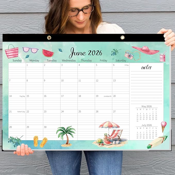 GuassLee Extra Large Desk Calendar 2026-2027 - 19 Months 20" x 30" Jumbo Desk Calendar from Jun. 2026 to Dec. 2027, Large Monthly Planner with Watercolor Design for Office School Home Organizing
