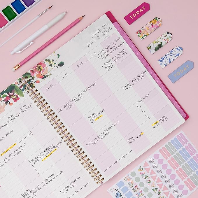Blue Sky 2026-2027 Weekly & Monthly Academic Planner, 8.5"x11", Summertime | July 2026 - June 2027, Flexible Cover, Wirebound, Laminated Tabs, Storage Pocket, Stickers, Academic Year, Kelly Ventura