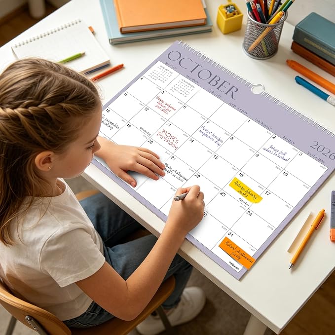 MZD8391 Calendar 2026-2027, Wall Calendar 2026-2027 From July 2026 To December 2027, 14" x 11" Paper Calendars with Julian Date and Blank Block for New Year, 18 Months Calendar Planner