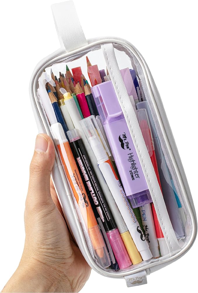 Mr. Pen- Clear Pencil Pouch, Large Capacity Makeup Pouch | Clear Pen Pencil Case, Cosmetics Bag, Multi-Purpose for Travel, School, Teen Girls, Transparent Stationary Bag