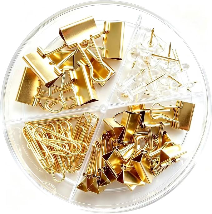 Paper Clips and Binder Clips Assortment (Golden)