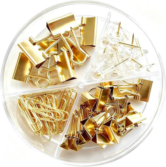 Paper Clips and Binder Clips Assortment (Golden)