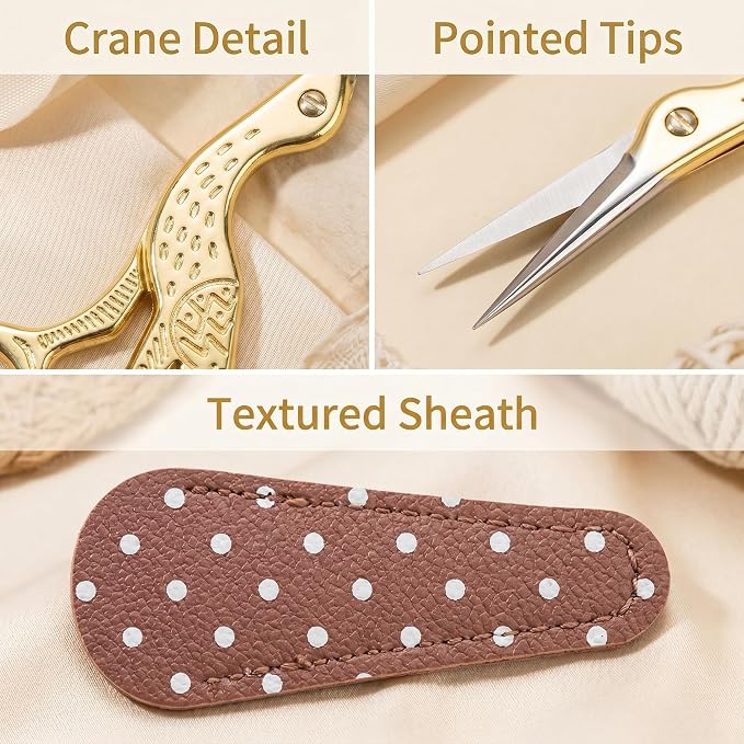 BIHRTC 3.6inch Little Embroidery Scissors Sharp Stainless Steel Tip Cross Stitch Scissors for Office Home Manual Sewing Handicraft DIY Tool Art Work Needlepoint Crochet Vintage Detail Shears