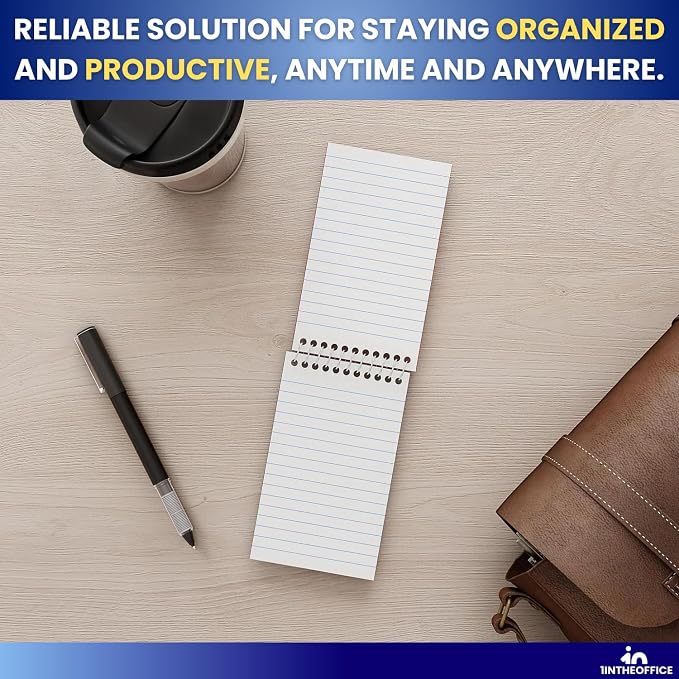 1InTheOffice Wirebound Spiral Memo Books, Memo Pads, 3" x 5", College Ruled, Small Notepad 3x5, Assorted, 75 Sheets/Pad, 25 Pads/Pack