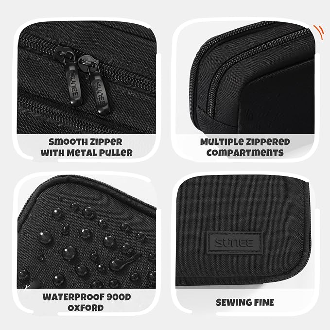 SUNEE Pencil Case, Large Capacity Pencil Pouch, Extra Big Pencil Bag with 6 Compartments, Durable Canvas Pencil Box for Office Stationery Organizer, Back to School Supplies for Teen Boys Girls, Black