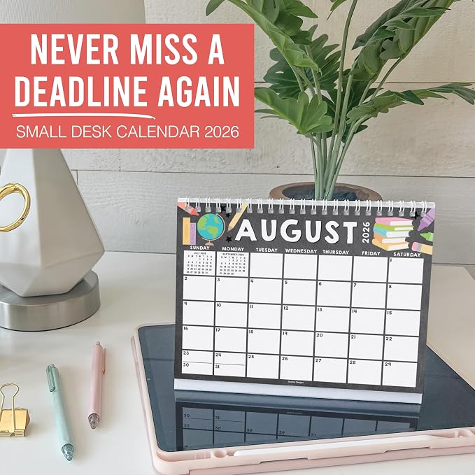 Small Desk Calendar 2026-2027 Standing Flip - 18-Month 2026 Desk Calendar Small for Home, Office & School, Standing Desks Calendars 2026-2027, Mini Desks Calendars, Back to School Teacher Gifts