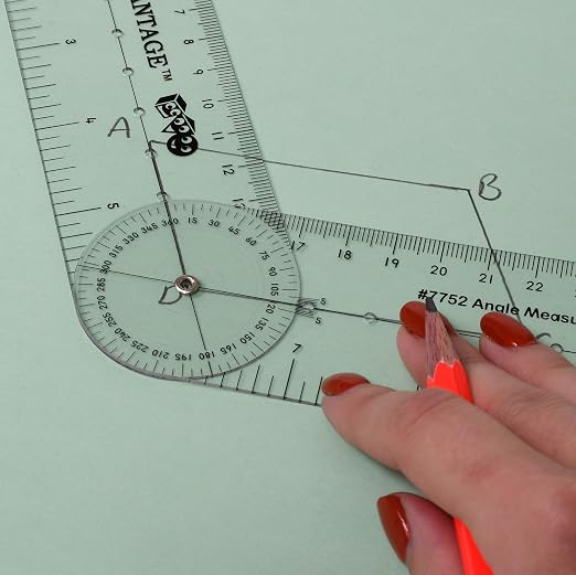Learning Advantage Angle Measurement Ruler, Clear, Flexible and Adjustable | Geometry Measuring Tool, Measure Angles to 360 Degrees and Lines to 12"