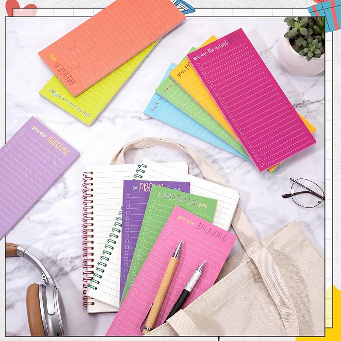 Censen 10 Pack 500 Sheets to Do List Notes Daily Checklist Notepad with 50 Sheets Undated Memo Pad Color Block Shopping List Weekly Plan Notepad Organizer Planners(Colorful,Motivation Words)