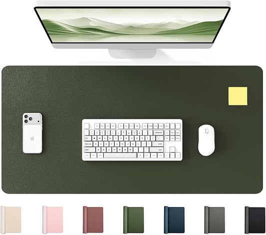 YSAGi 35.4" x 17" Large PU Leather Desk Mat for Keyboard and Mouse - Waterproof Non-Slip Desk Pad Protector for Office, Home, Writing Desk, Olive Green