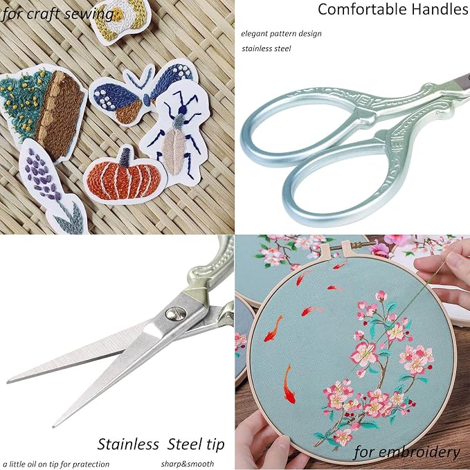 BIHRTC 3.6 Inch Small Embroidery Scissors Sharp Stainless Steel Needlepoint Scissors DIY Tool Dressmaker Shears for Sewing Crafting Needlework Houshold | Sharp Stainless Steel,Needlepoint Scissors,DIY Tool Dressmaker Shears for Sewing Crafting Needlewo...