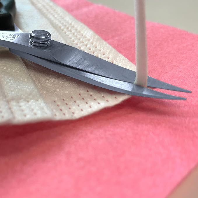 CANARY Spring Loaded Craft Scissors 6.3" [Thin Curved Sharp Tips], Made in JAPAN, Razor Sharp Japanese Stainless Steel Blade, Black