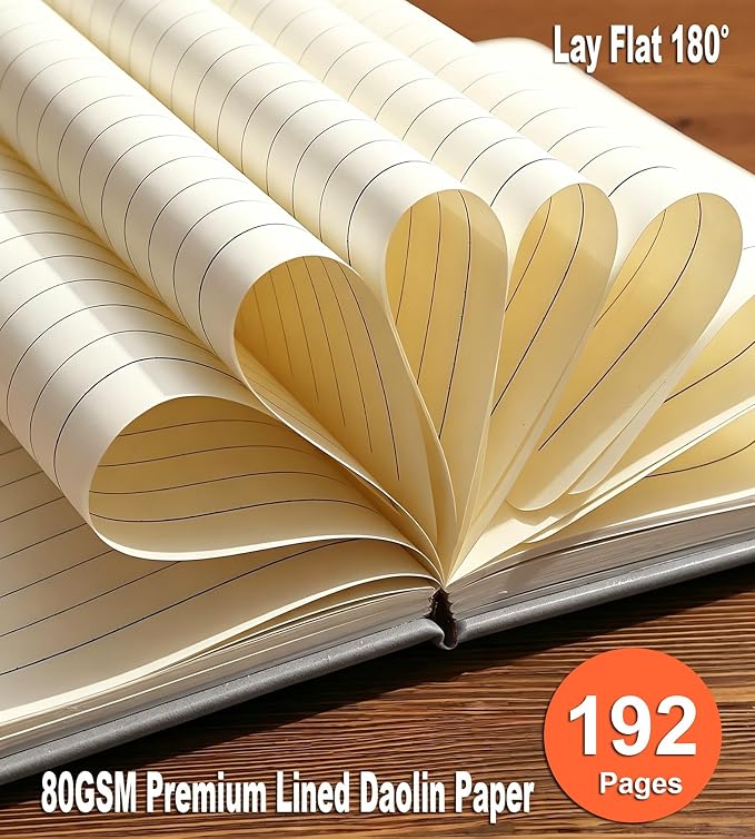 A5 Lined Journal Notebook Gift Set - Hardcover Diary with Executive Rollerball Pen & Elastic Pen Loop, 192 Pages 80gsm Thick Ruled Paper for Women & Men, Business, Travel & School Writing