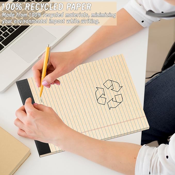 Oleitodh 48 Pack Legal Pads 8.5 x 11 College Ruled Recycled Note Pads | 30 Sheets Per Pad, Thick Paper, Micro-Perforated, Smooth Writing, Office, School, Home, Meetings, Note Taking