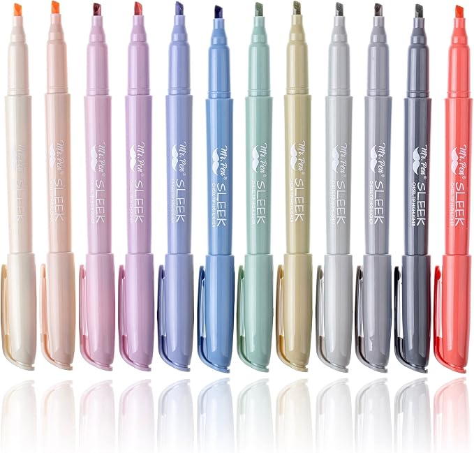 Mr. Pen- Highlighters, 12 Pack, Morandi Colors, Chisel Tip, Quick-Dry | Smear-Resistant, Odorless Highlighters for School, Office & Journaling
