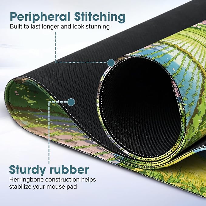 Desk Mat 31.5x15.7 Inch for Office - Extra Large Mouse Pad Protects Desk from Scratches and Spills, Non Slip with Stitched Edges, Lake