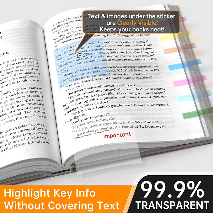 10 Pack Transparent Sticky Notes (with Sticky Tabs & Pen), MEIGAONE Clear Sticky Note 3x3 5X Strong Adhesion, Waterproof Translucent Sticky Note Office,School Supplies, 50 Sheets/Pad