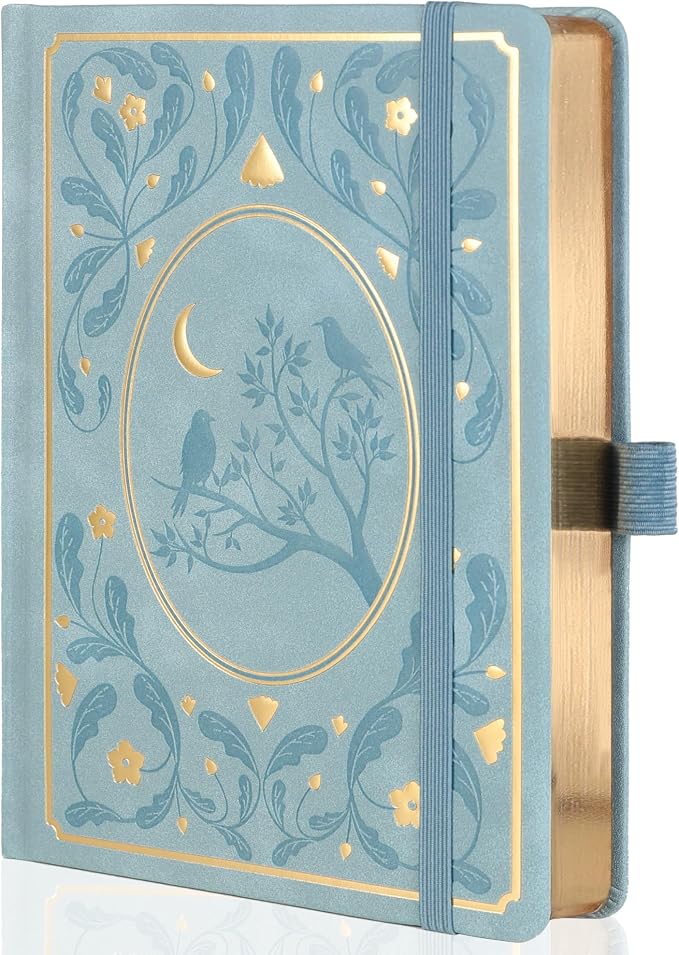 TIEFOSSI Dot Notebooks, A5 Hardcover Dot Journals for Writing Women, 160gsm Thick Paper, 190 Numbered Pages, for Planner Organization | 160gsm 190 Numbered Pages Diary, Aesthetic Leather Bird Pattern for Journaling Organization,Planning, Tracking & Ske...