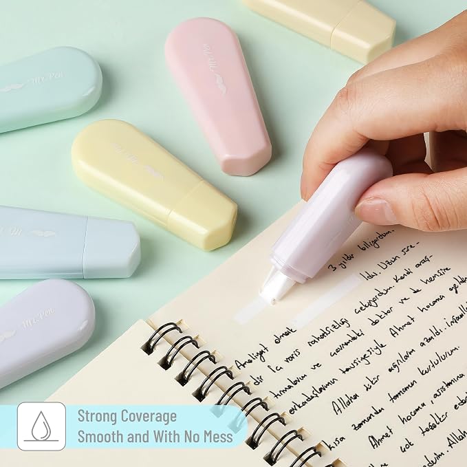 Mr. Pen- Aesthetic Correction Tape Bulk, 0.2" x 197", 12 pcs, Pastel Colors | Cute Correction Tapes for Quick Corrections, Office and School Supplies