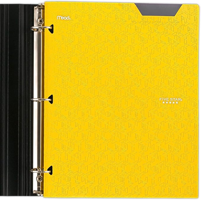 Five Star 2-Pocket Folder,Plastic Folder with Stay-Put Tabs,Fits 3-Ring Binder,Holds 8-1/2" x 11" Paper,Tidewater Blue,White,Amethyst Purple,Harvest Yellow (38065),4 Count (Pack of 6)
