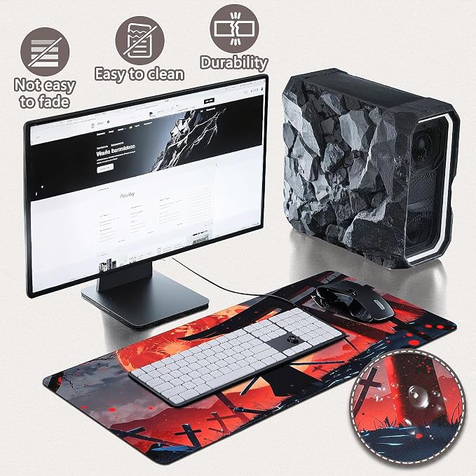 Gaming Mouse Pad - (31.5"×11.8") Japanese Samurai Large Mouse Pads for Desk - Desk Mat for Keyboard and Mouse with Non-Slip Base, Desks Pad Matfor Game/Office & Home