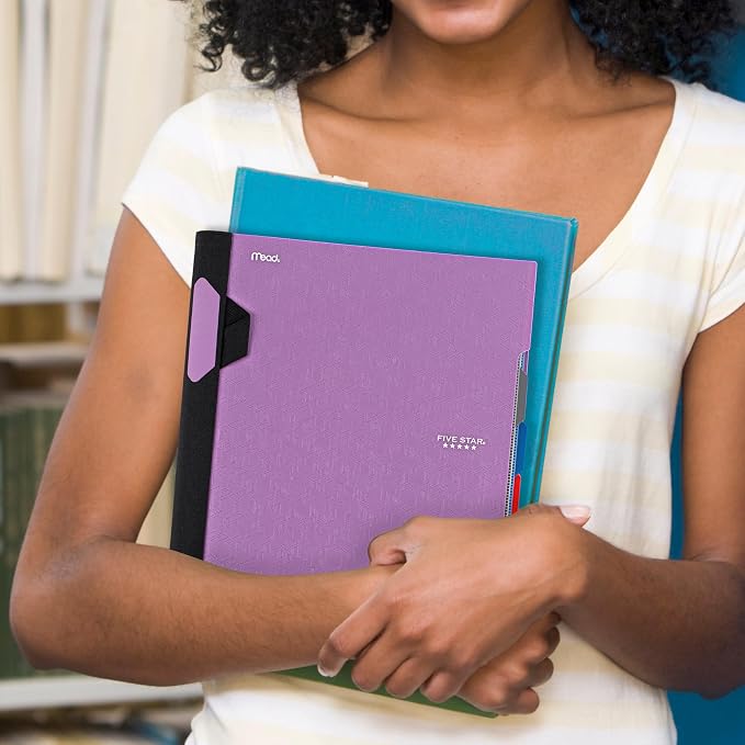 Five Star Advance Spiral Notebook + Study App, 3 Subject, College Ruled Paper, 8-1/2" x 11", 150 Sheets, Spiral Guard, Movable Tabbed Dividers, Amethyst Purple (820060G) (Pack of 6)