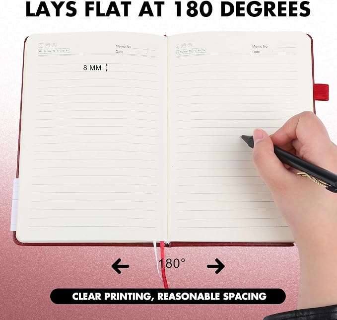 Aodaer 30 Set Lined Notebook Journals with Pens A5 Notebooks 100 GSM College Ruled Hardcover Notebook PU Leather Notepad with Pen Holder for Office School, 5.7 x 8.3 Inches, Burgundy