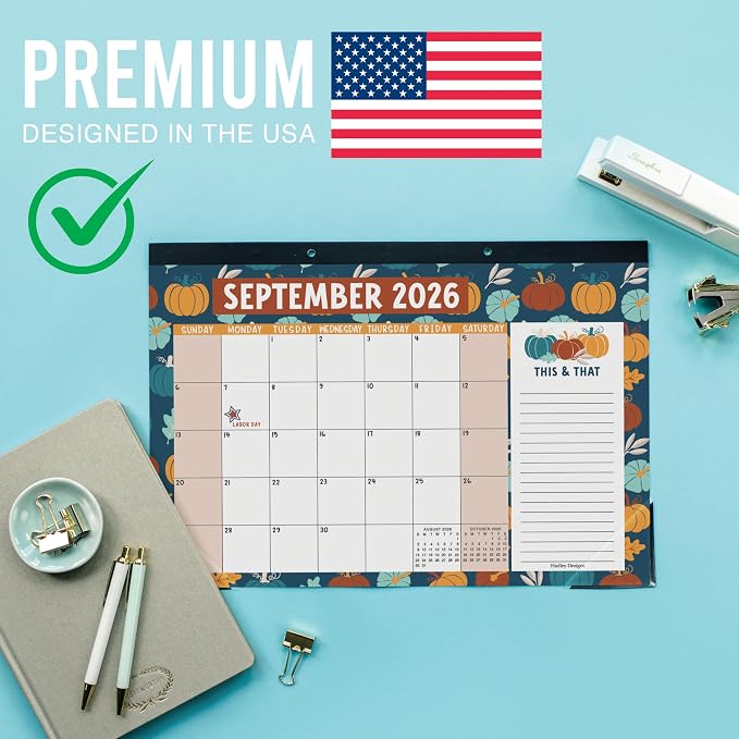 Hadley Designs Large Teacher Desk Calendar 2026-2027 - Desktop Calendar 2026, 18-Month Academic Desk Calendars for School, Home & Office, Cute Classroom Must Haves, Back to School Teacher Gifts