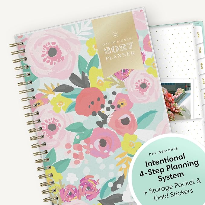 Blue Sky 2027 Weekly & Monthly Planner Calendar, 5"x8", Secret Garden Mint | January 2027 - December 2027, Flexible Cover, Durable Twin Wire Binding, Storage Pocket, Stickers, Day Designer
