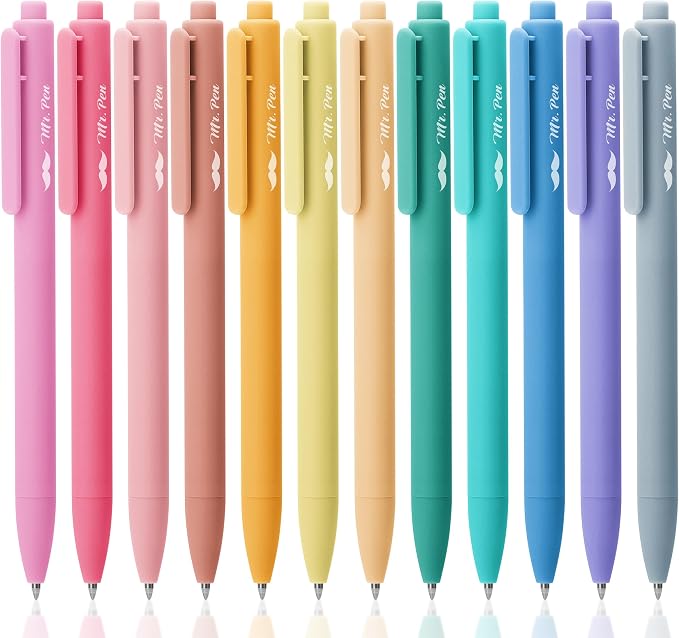 Mr. Pen- Retractable Gel Pens, 12 Pack, Assorted Colors Ink | Fine Point 0.7mm, Fast Dry, Smooth Writing, Cute Pens for Drawing, Writing Planner and School Supplies