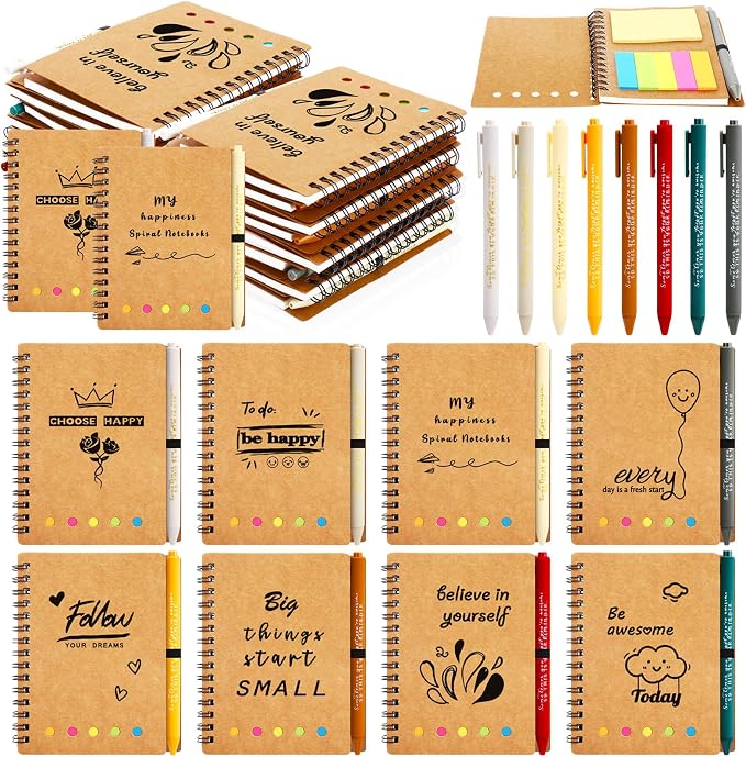 Resurhang 24 Set Back to School Gifts Bulk Teacher Appreciation Inspirational Notebooks Mini Journals with Pens Thank You Gifts for Students Employee Coworker Staff Office Supplies