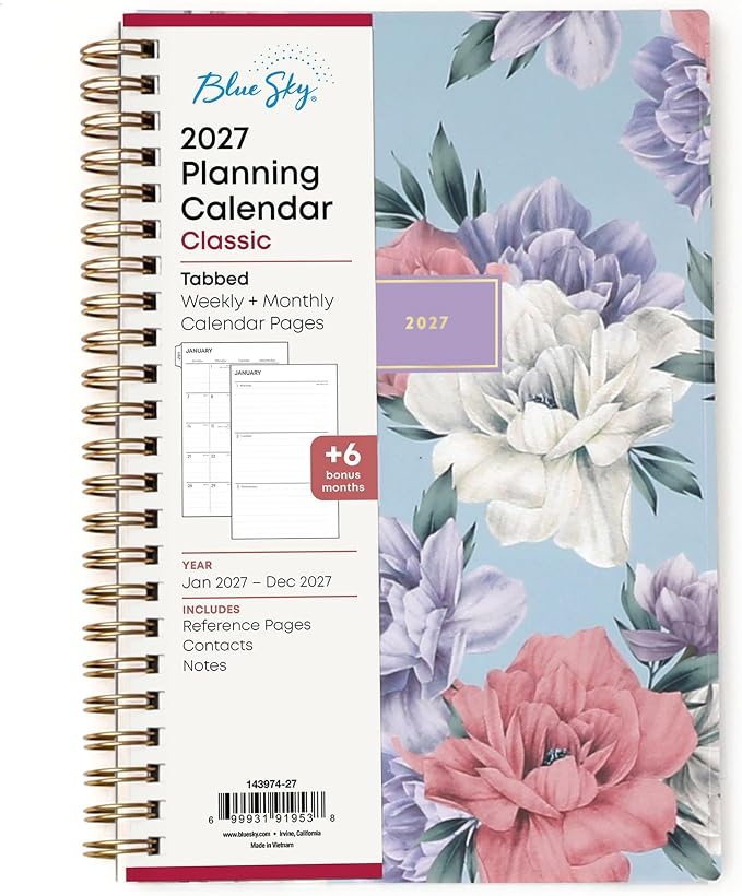 Blue Sky 2027 Weekly & Monthly Planner Calendar, 5"x8", Tula | January 2027 - December 2027, Flexible Frosted Cover, Durable Twin Wire Binding, Laminated Tabs