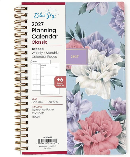 Blue Sky 2027 Weekly & Monthly Planner Calendar, 5"x8", Tula | January 2027 - December 2027, Flexible Frosted Cover, Durable Twin Wire Binding, Laminated Tabs