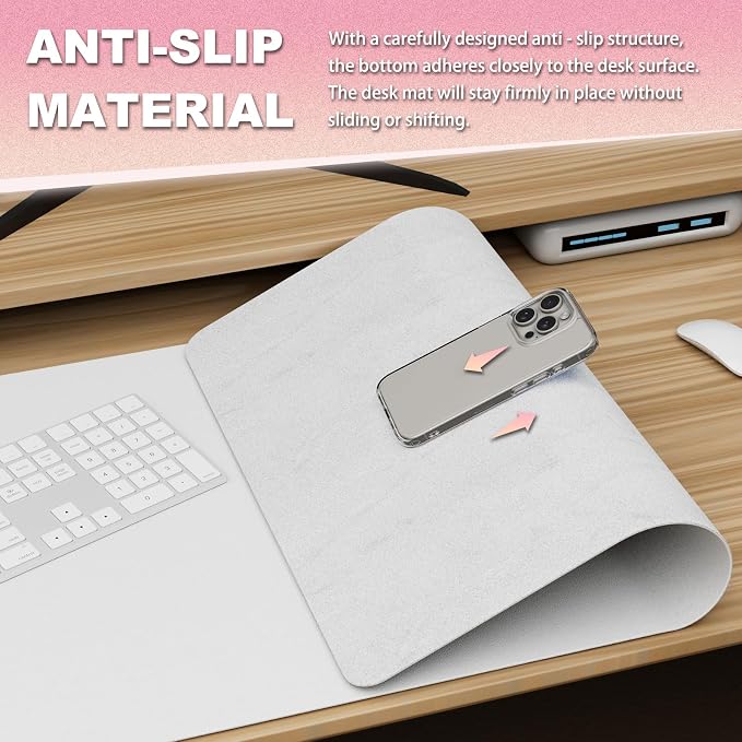 K KNODEL Large Desk Protector Mat and Pad for Office (White, 15.7"x31.5") | Waterproof Desk Mat, Desk Pads and Blotters, Desktop Mat, Desk Protector and Cover, Office Computer, Laptop and Keyboard Mat