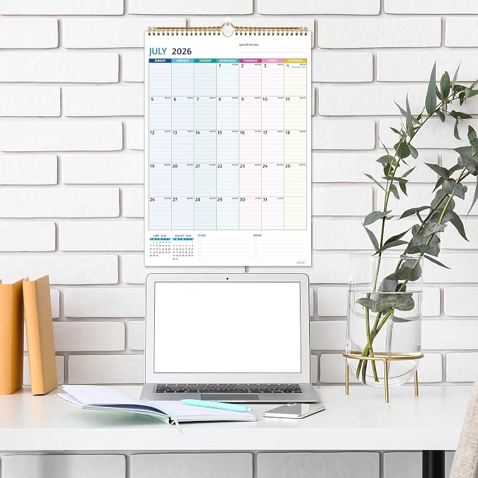 Wall Calendar 2026-2027 – Calendar 2026-2027 Wall, 18 Monthly Calendar, Jul 2026 - Dec 2027, 12 x 17 In, 2026 Calendar with Large Blocks, Thick Paper, Holidays, To-do ＆ Notes, Great for Organizing