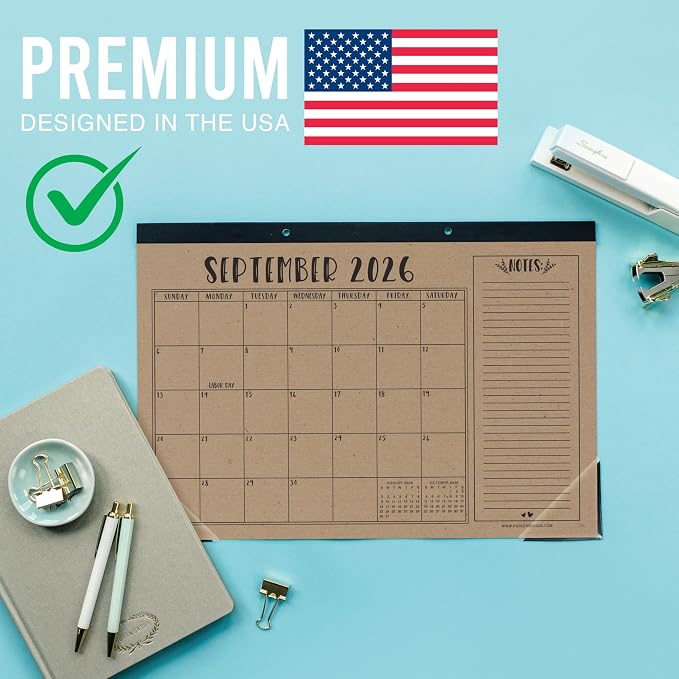 Hadley Designs Large Teacher Desk Calendar 2026-2027 - Desktop Calendar 2026, 18-Month Academic Desk Calendars for School, Home & Office, Cute Classroom Must Haves, Back to School Teacher Gifts