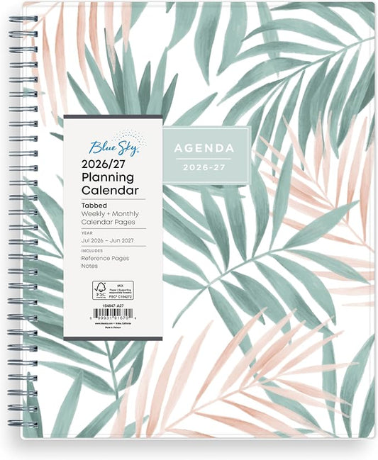 Blue Sky 2026-2027 Weekly & Monthly Academic Planner, 8"x10.875", Seychelle | July 2026 - June 2027, Flexible Cover, Wirebound, Laminated Tabs, Academic Year