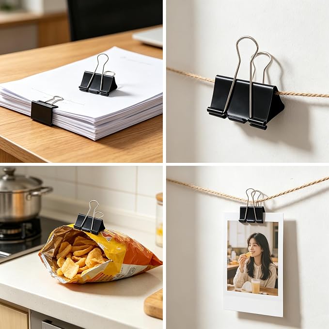 Black Medium Binder Clips,150 Pcs Medium Paper Clamps Clips 32mm/1.25 inch for for Home School Office Supplies