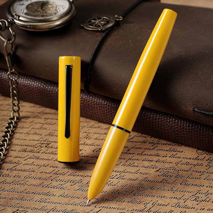 HONG DIAN C1 Fountain Pen Extra Fine Nib, Snow White & Classic Retro Design Metal Pen with Ink Converter