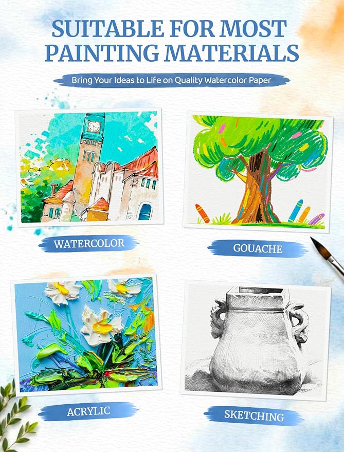 84 Sheets Watercolor Paper 5x7, 110 LB/230 GSM Water Color Paper 5 x 7, Cold Press Watercolor Paper Bulk, 5x7 Watercolor Paper Pad for Kids Adults, Art Paper for Painting, Sketching, Acrylic, Gouache