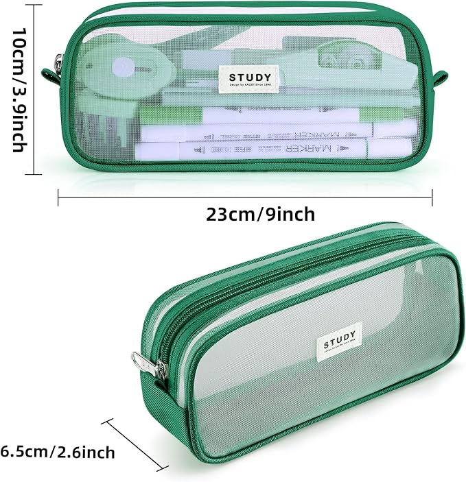 Fancy Forest Clear Mesh Pencil Case, Large Capacity Pen Case for School Exam & Students