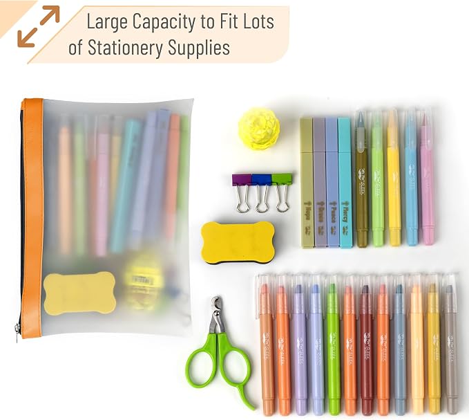 Mr. Pen- Clear Pencil Pouch, 9" x 6.88", 3 Pack, Durable TPU Material | Large Water-Resistant Pencil Bags with Smooth Zipper, Multipurpose Clear Pouch for Stationery, School, Office