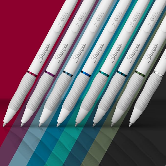 Sharpie S-Gel Pens, Fashion Barrel White Pearl, Medium Point (0.7mm), Bold Ink Colors, 8 Count (Pack of 6)