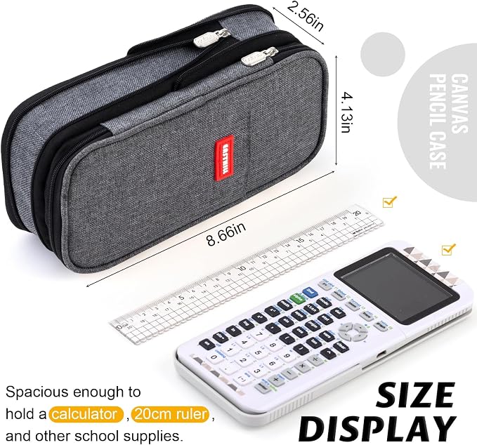 EASTHILL Big Capacity Pencil Pen Case Office College School Large Storage High Capacity Bag Pouch Holder Box Organizer (Deep Gray)